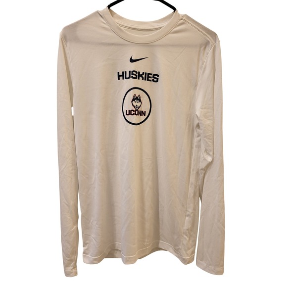 Nike UConn Huskies Dri-FIT Long Sleeve T-Shirt White Small Mens - Picture 1 of 6